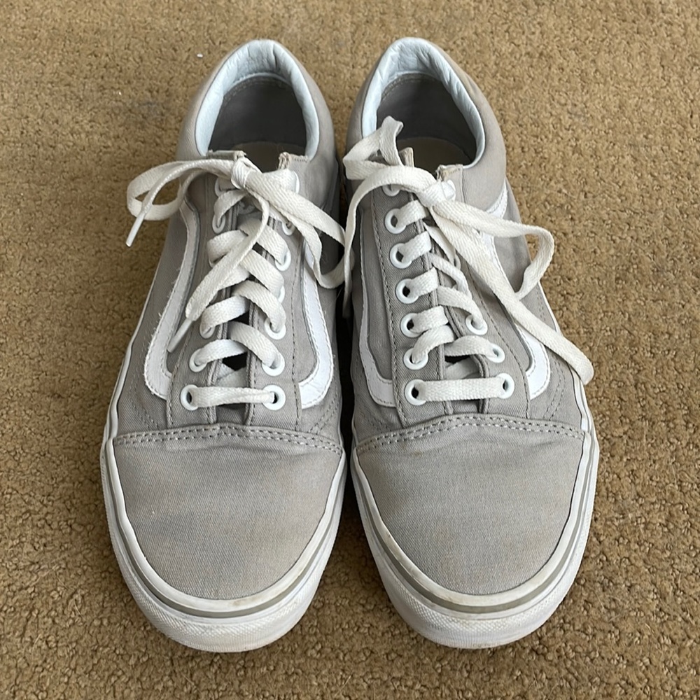 Super cute light gray lace up vans size 9 1/2